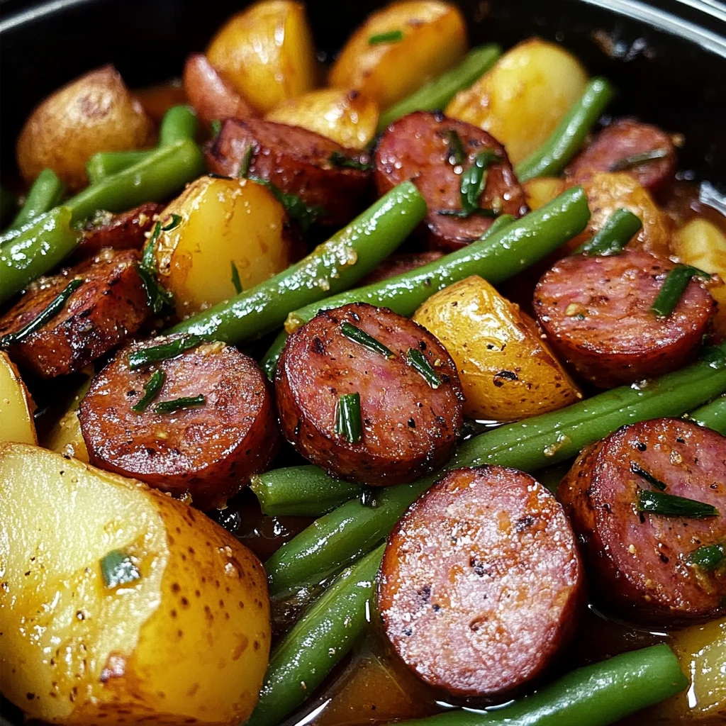 Crockpot Kielbasa and Green Beans