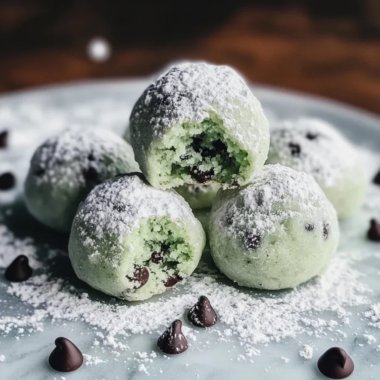 Mint Chocolate Chip Snowball Cookies