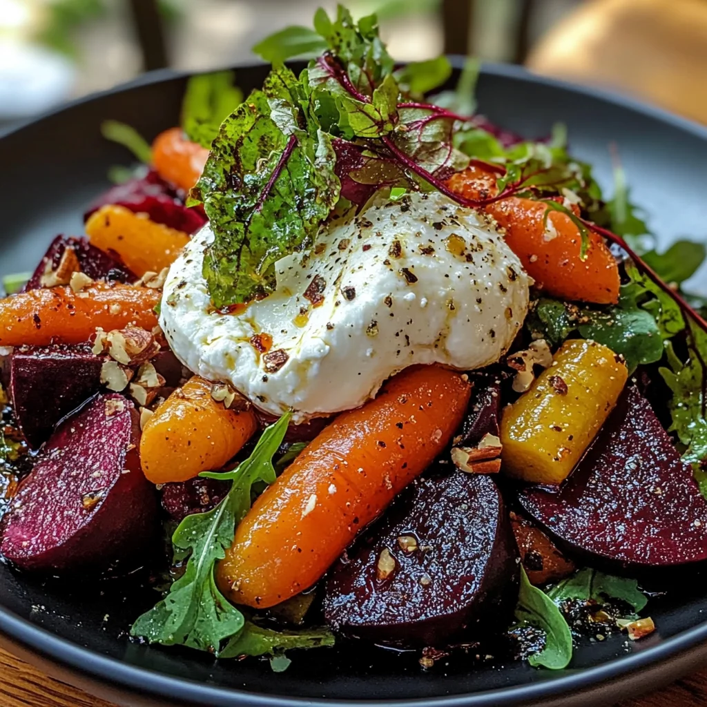 Roasted Beets and Carrots Salad with Burrata