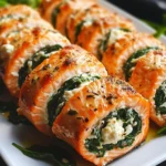 Spinach & Feta Stuffed Salmon Pinwheels