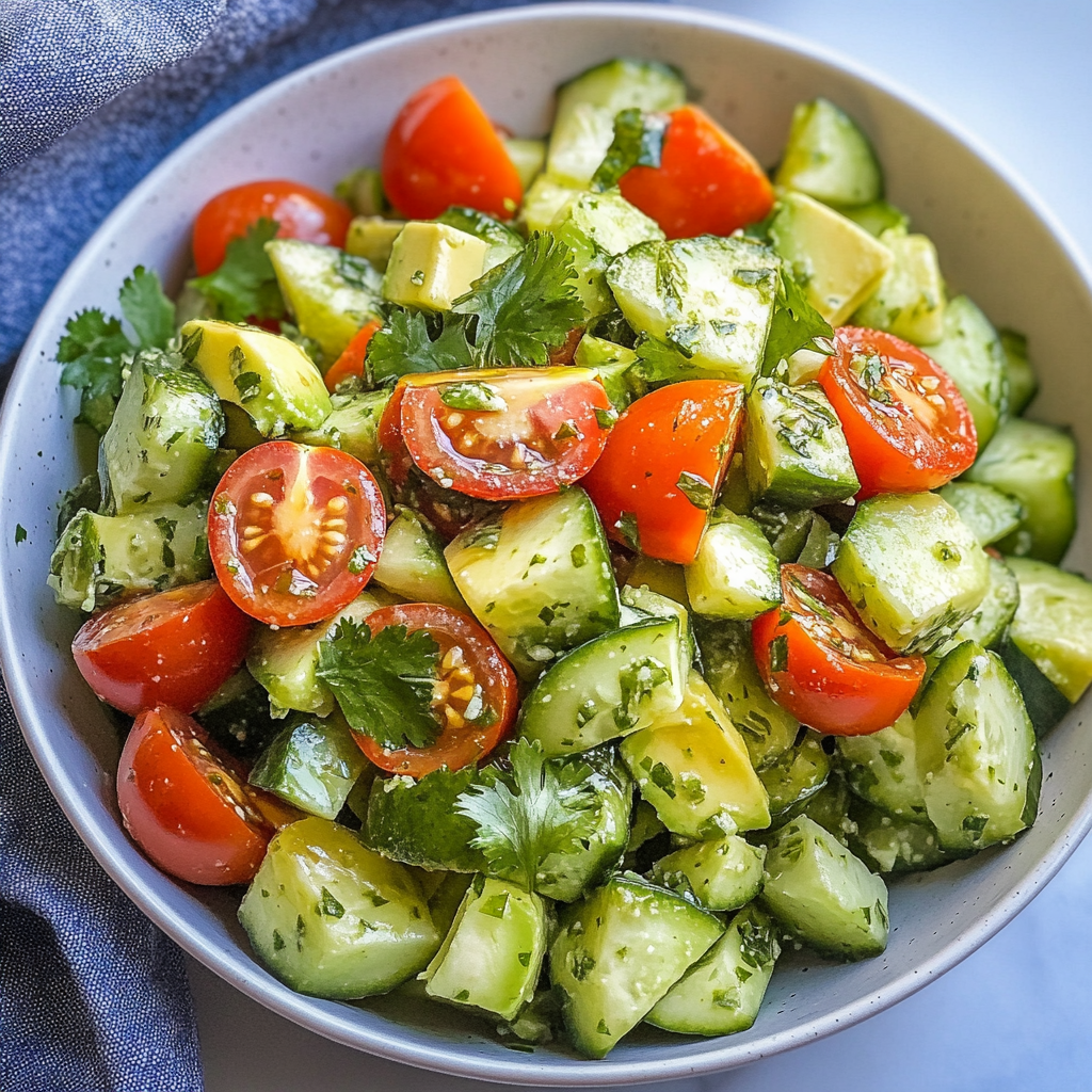 Cilantro Lime Avocado Cucumber Salad with Tomatoes