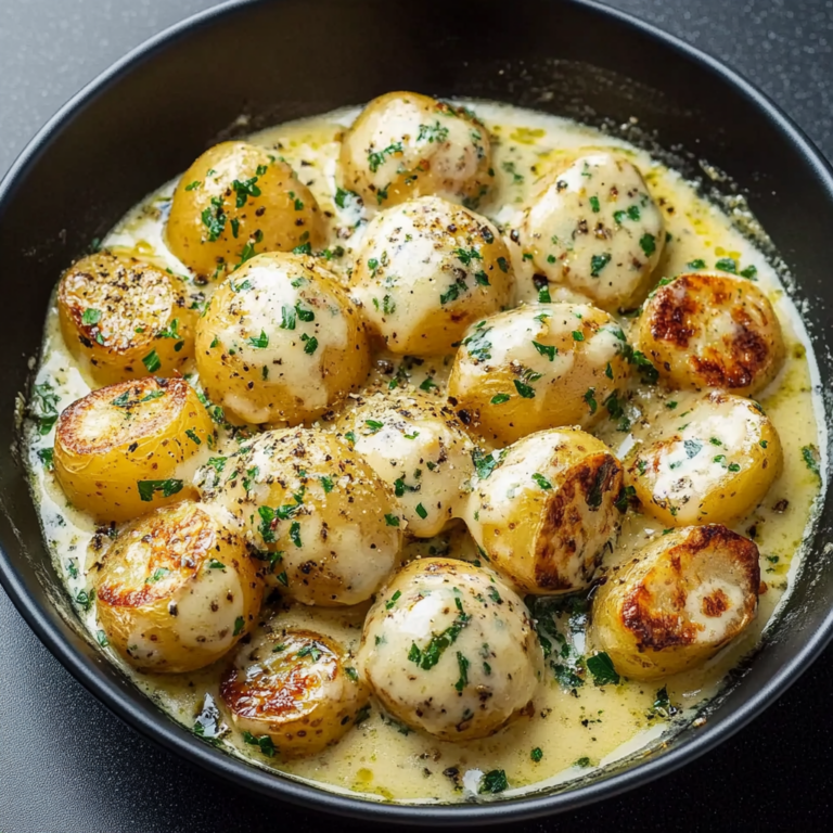 Creamy Garlic Sauce Baby Potatoes