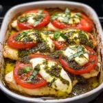 Basil Pesto Tomato Mozzarella Chicken Bake