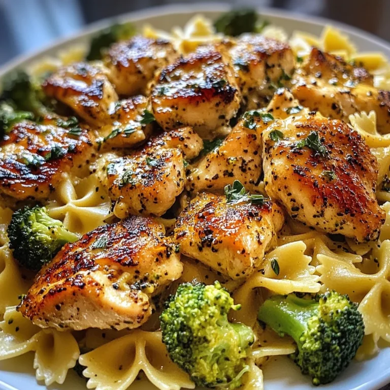 Cowboy Butter Lemon Bowtie Chicken with Broccoli