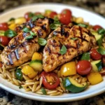 Easy Balsamic Chicken & Veggie Orzo
