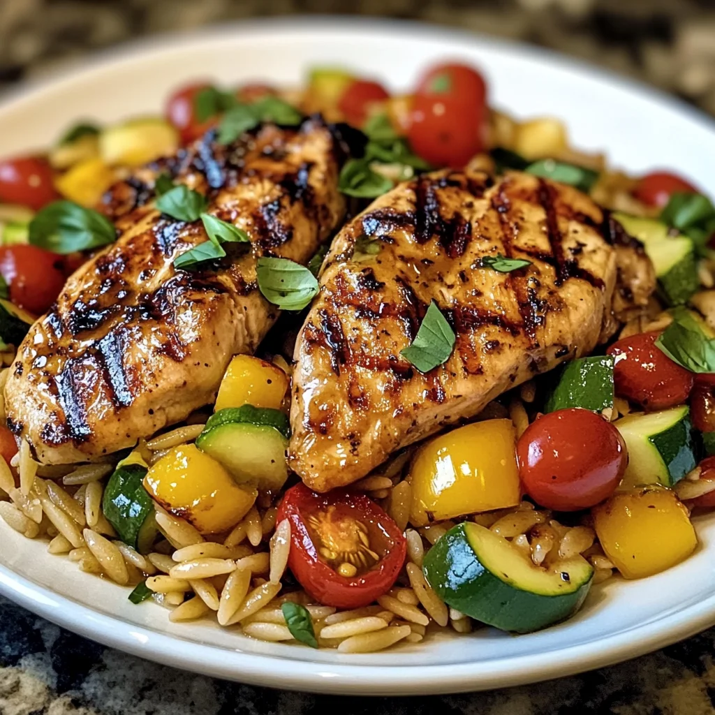 Easy Balsamic Chicken & Veggie Orzo