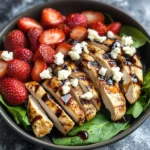 Strawberry Spinach Grilled Chicken Salad with Balsamic Glaze