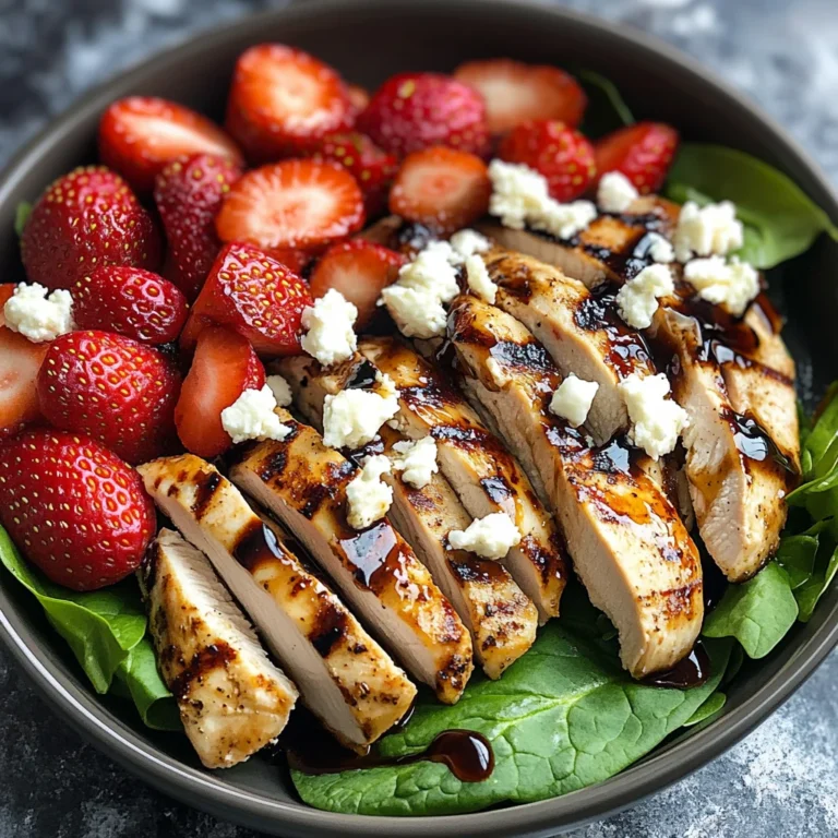 Strawberry Spinach Grilled Chicken Salad with Balsamic Glaze