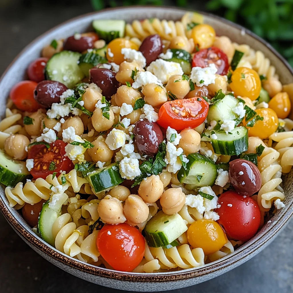 mediterranean chickpea pasta salad