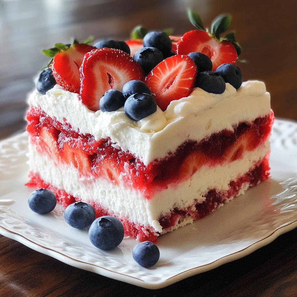 American Flag Strawberry Poke Cake