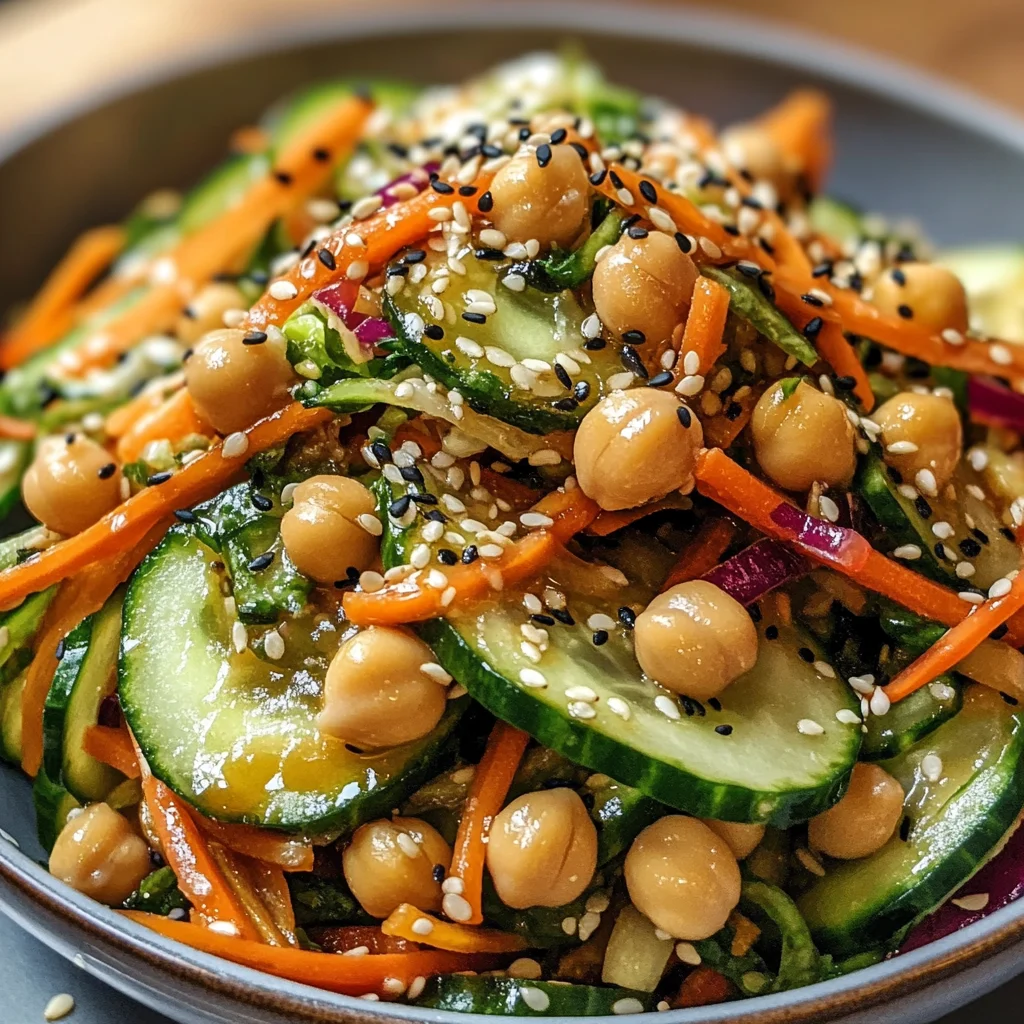 Asian Cucumber and Chickpea Slaw with Sesame Dressing is Delightful!