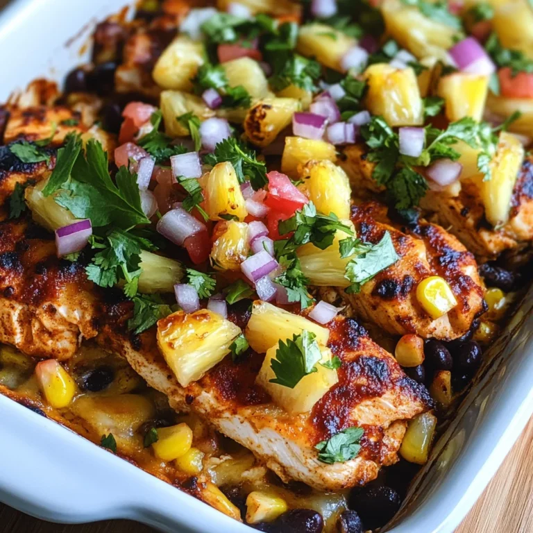 Blackened Chicken Taco Casserole with Pineapple Salsa
