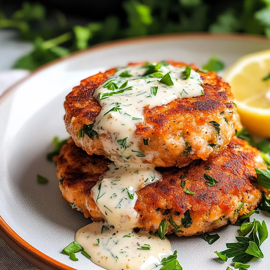 Easy Salmon Patties with Creamy Lemon-Garlic Sauce