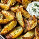 Greek Potato Wedges with Yogurt Sauce