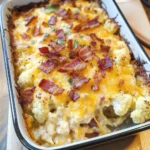 Loaded Cauliflower Casserole with Cheese and Bacon | KETO