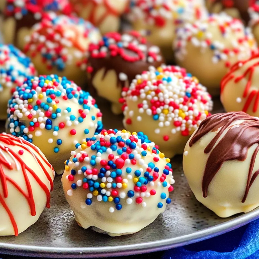 Patriotic No-Bake Cake Batter Truffles