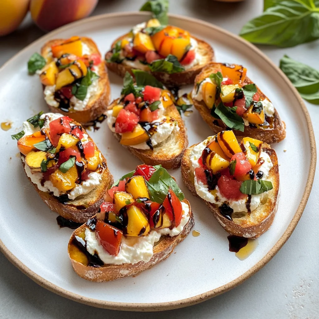 Peach Bruschetta with Whipped Ricotta