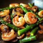 Shrimp and asparagus stir-fry with mushrooms