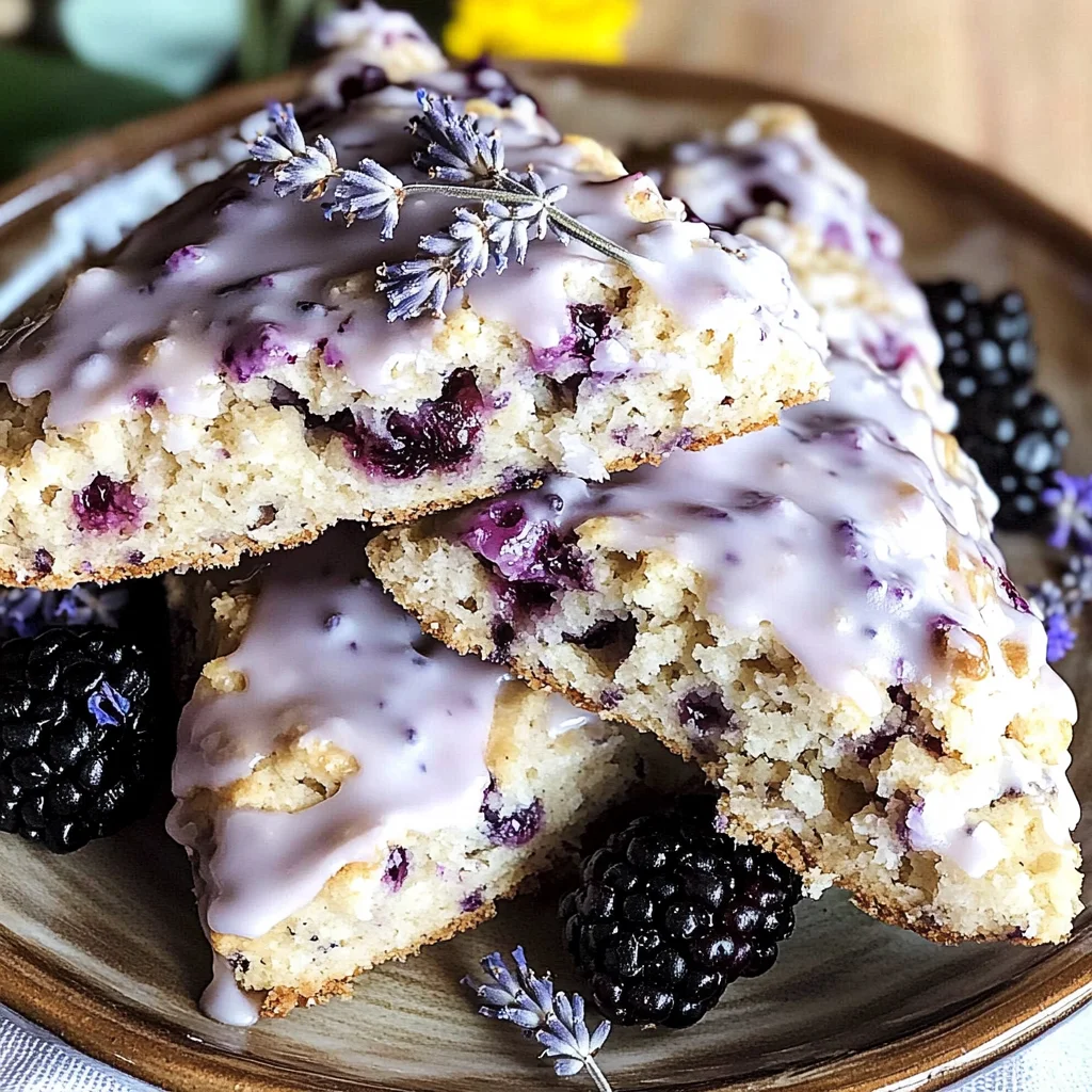 Sourdough Blackberry Lavender Scones with Lavender Glaze