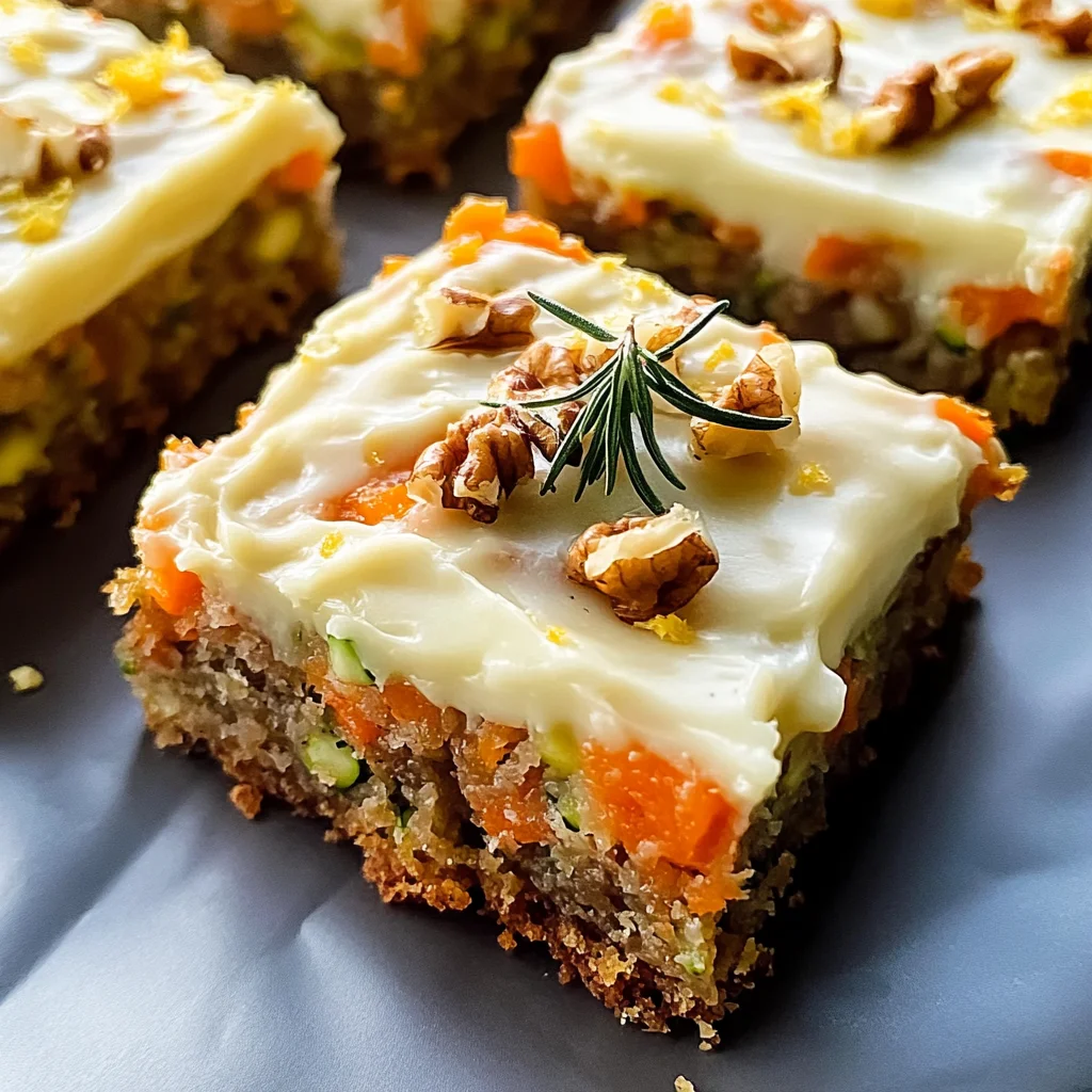Spiced Ginger Carrot and Zucchini Bars with Lemon Cream Cheese Frosting