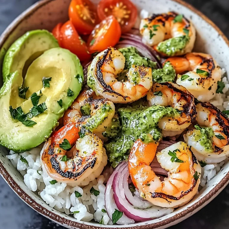 Zesty Shrimp & Avocado Rice Bowls with Cilantro Lime Sauce