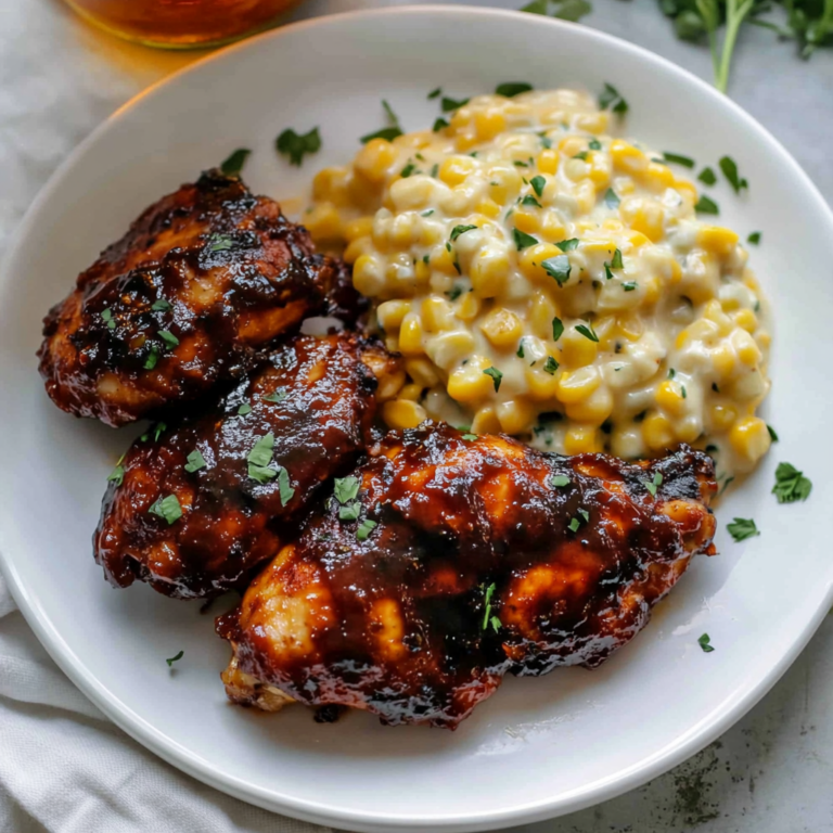 Chipotle beef broth BBQ Chicken with Creamed Corn